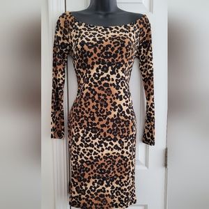Women Off the Shoulder Leopard Bodycon M FashionNova